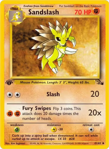 Sandslash (41/62), Fossil — Pokémon card price