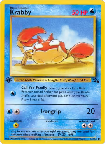 Krabby (51/62), Fossil — Pokémon card price