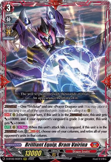 Brilliant Equip, Bram Vairina (D-BT06/002EN), D-BT06: Blazing Dragon Reborn — Vanguard card price