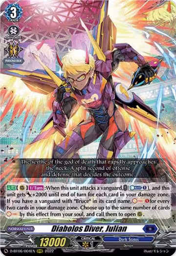 Diabolos Diver, Julian (D-BT06/004EN), D-BT06: Blazing Dragon Reborn — Vanguard card price