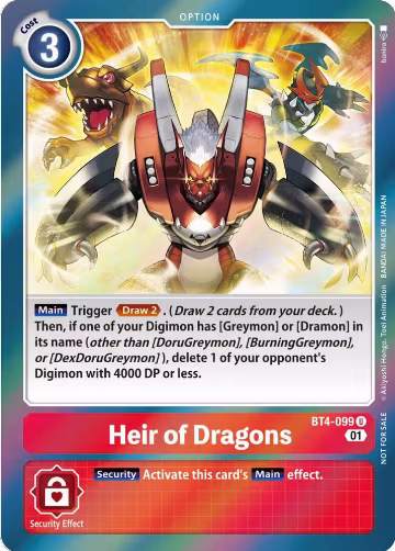 Heir of Dragons (ST-11 Special Entry Pack) (BT4-099 U), Great Legend — Digimon card price