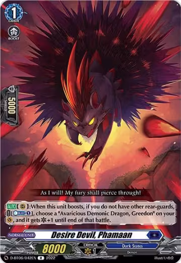 Desire Devil, Phamaan (D-BT06/042EN), D-BT06: Blazing Dragon Reborn — Vanguard card price
