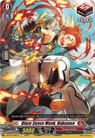 Blaze Sense Monk, Hakumee (D-BT06/066EN), D-BT06: Blazing Dragon Reborn — Vanguard card price