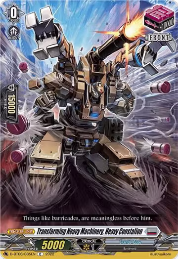 Transforming Heavy Machinery, Heavy Constalion (D-BT06/085EN), D-BT06: Blazing Dragon Reborn — Vanguard card price