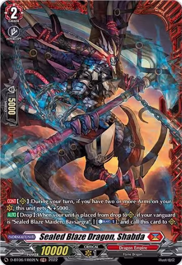 Sealed Blaze Dragon, Shabda (FR) (D-BT06/FR22EN), D-BT06: Blazing Dragon Reborn — Vanguard card price