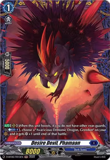 Desire Devil, Phamaan (FR) (D-BT06/FR13EN), D-BT06: Blazing Dragon Reborn — Vanguard card price