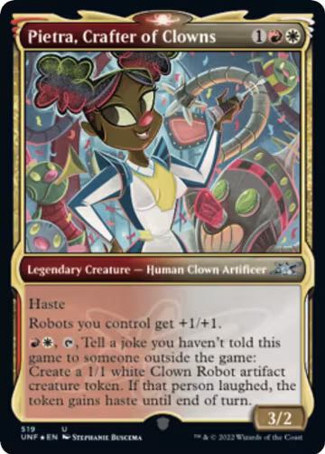 Pietra, Crafter of Clowns (Showcase) (Galaxy Foil) (519), Unfinity — Magic card price