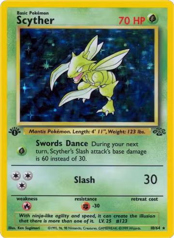 Scyther (10) (10/64), Jungle — Pokémon card price
