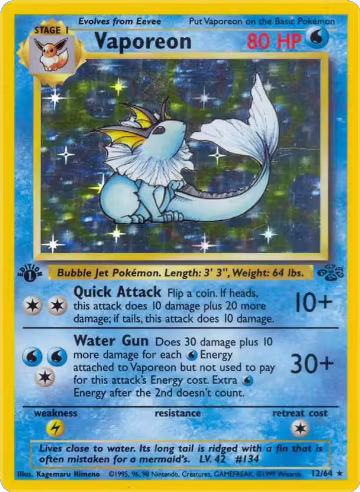 Vaporeon (12) (12/64), Jungle — Pokémon card price