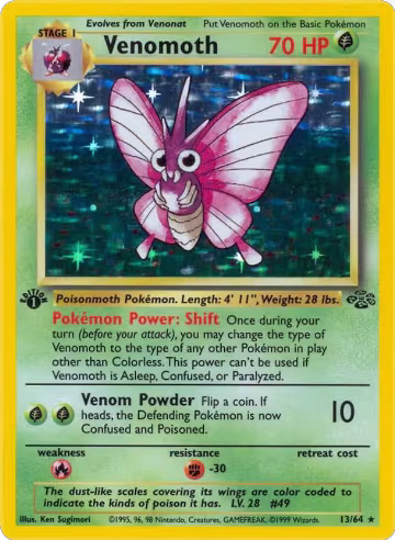 Venomoth (13) (13/64), Jungle — Pokémon card price