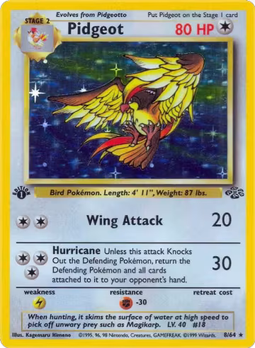 Pidgeot (8) (08/64), Jungle — Pokémon card price