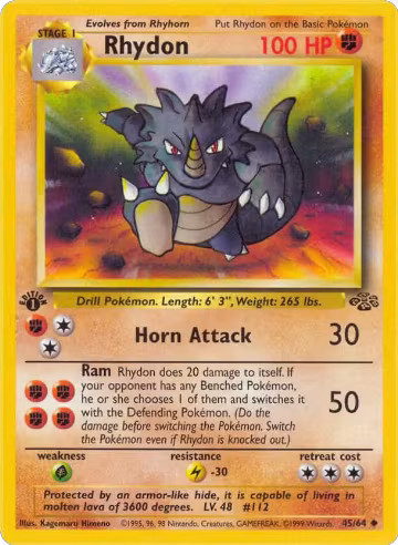Rhydon (45/64), Jungle — Pokémon card price