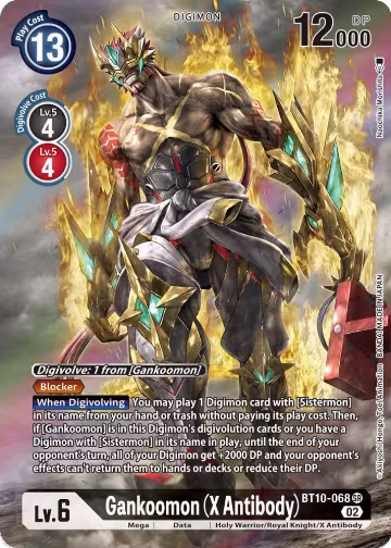 Gankoomon (X Antibody) (Alternate Art) (BT10-068 SR), Xros Encounter — Digimon card price