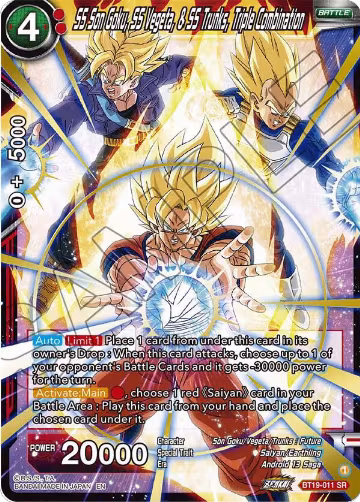 SS Son Goku, SS Vegeta, & SS Trunks, Triple Combination (BT19-011), Fighter's Ambition — DB Super card price
