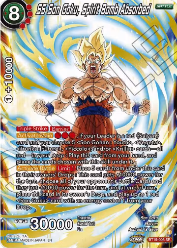 SS Son Goku, Spirit Bomb Absorbed (BT19-008), Fighter's Ambition — DB Super card price