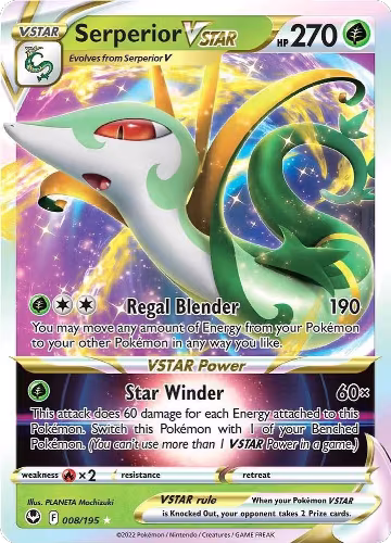 Serperior VSTAR (008/195), Silver Tempest — Pokémon card price