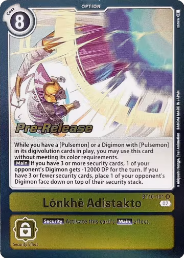 Lonkhe Adistakto (BT10-101 U), Xros Encounter Pre-Release Cards — Digimon card price