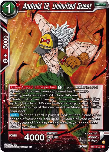 Android 13, Uninvited Guest (BT19-021), Fighter's Ambition — DB Super card price