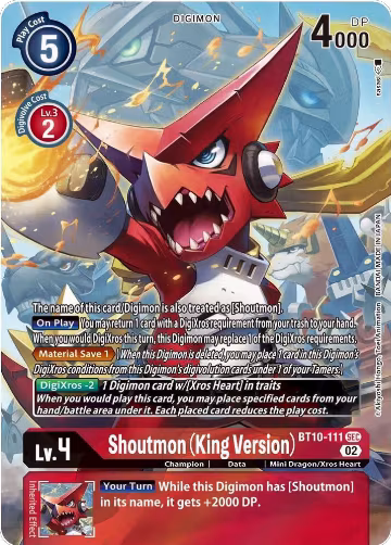 Shoutmon (King Version) (Alternate Art) (BT10-111 SCR), Xros Encounter — Digimon card price