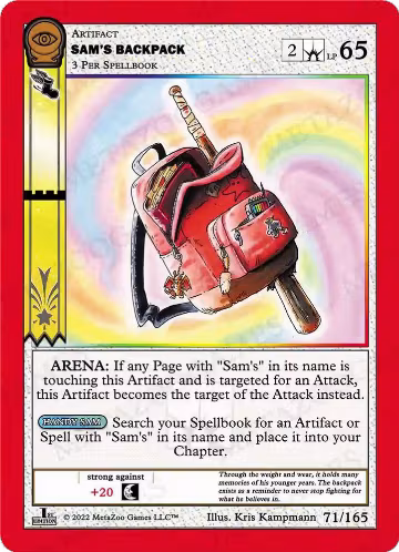 Sam's Backpack (71/165), Seance: First Edition — MetaZoo card price