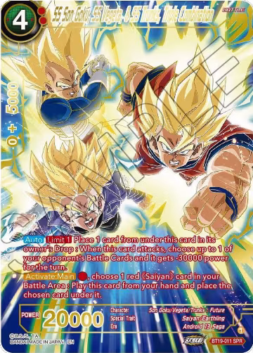 SS Son Goku, SS Vegeta, & SS Trunks, Triple Combination (SPR) (BT19-011), Fighter's Ambition — DB Super card price