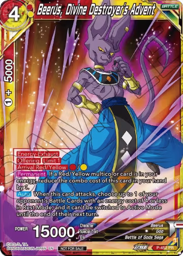 Beerus, Divine Destroyer's Advent (Zenkai Series Tournament Pack Vol.2) (P-452), Tournament Promotion Cards — DB Super card price