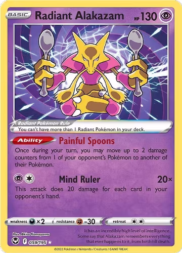 Radiant Alakazam (059/195), Silver Tempest — Pokémon card price