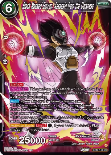Black Masked Saiyan, Assassin from the Darkness (BT19-141), Fighter's Ambition — DB Super card price