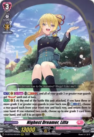 Highest Dreamer, Lilfa (D-LBT03/003EN), D-LBT03: Lyrical Monasterio ~Summertime Memories!~ — Vanguard card price