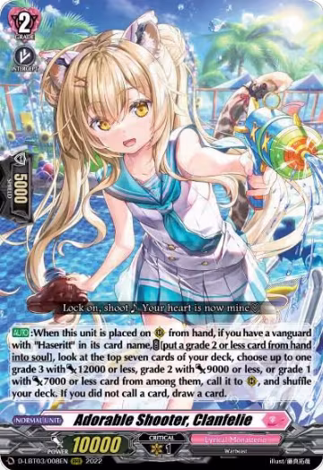 Adorable Shooter, Clanfelie (D-LBT03/008EN), D-LBT03: Lyrical Monasterio ~Summertime Memories!~ — Vanguard card price