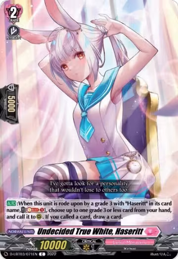 Undecided True White, Haseritt (D-LBT03/071EN), D-LBT03: Lyrical Monasterio ~Summertime Memories!~ — Vanguard card price