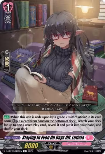 Staying In Even On Days Off, Luticia (D-LBT03/078EN), D-LBT03: Lyrical Monasterio ~Summertime Memories!~ — Vanguard card price