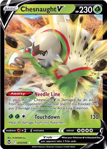 Chesnaught V (015/195), Silver Tempest — Pokémon card price