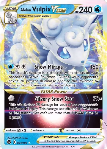 Alolan Vulpix VSTAR (034/195), Silver Tempest — Pokémon card price