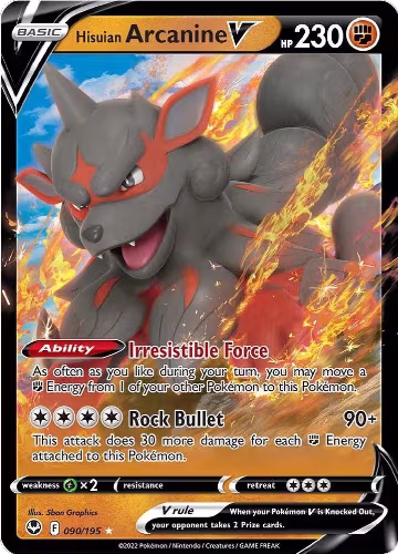Hisuian Arcanine V (090/195), Silver Tempest — Pokémon card price