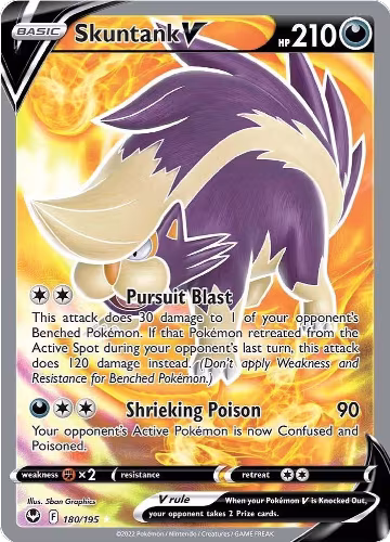 Skuntank V (Full Art) (180/195), Silver Tempest — Pokémon card price
