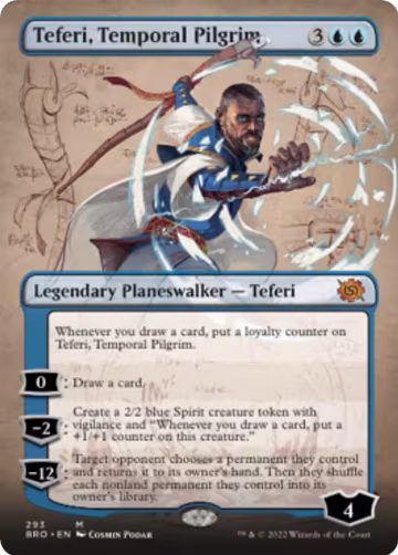 Teferi, Temporal Pilgrim (Borderless) (293), The Brothers' War — Magic card price