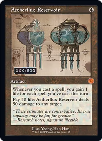 Aetherflux Reservoir (Schematic) (Serial Numbered) (65), The Brothers' War: Retro Frame Artifacts — Magic card price