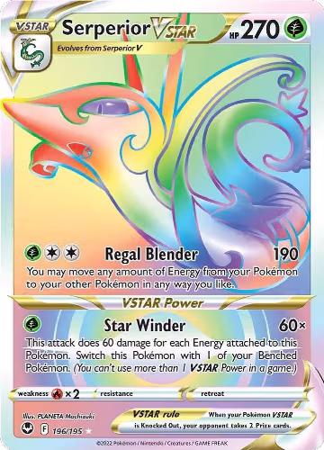 Serperior VSTAR (Secret) (196/195), Silver Tempest — Pokémon card price
