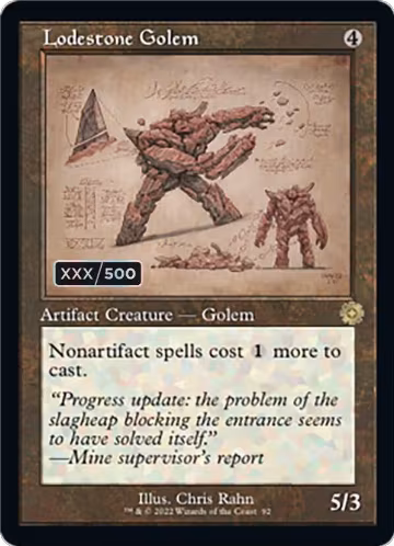 Lodestone Golem (Schematic) (Serial Numbered) (92), The Brothers' War: Retro Frame Artifacts — Magic card price
