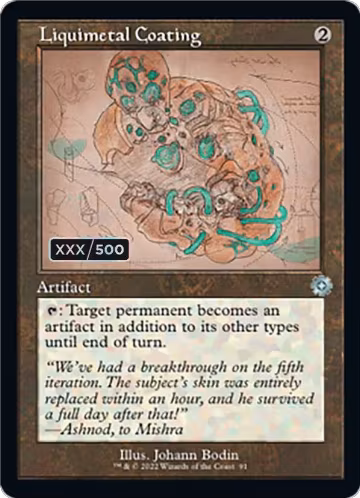 Liquimetal Coating (Schematic) (Serial Numbered) (91), The Brothers' War: Retro Frame Artifacts — Magic card price