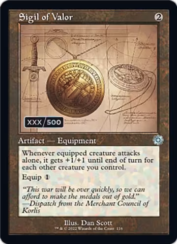 Sigil of Valor (Schematic) (Serial Numbered) (116), The Brothers' War: Retro Frame Artifacts — Magic card price