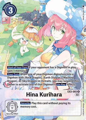 Hina Kurihara (Alternate Art) (EX3-065 R), Draconic Roar — Digimon card price