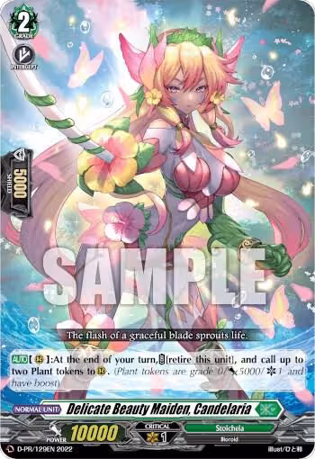 Delicate Beauty Maiden, Candelaria (D-PR/129EN), D Promo Cards — Vanguard card price