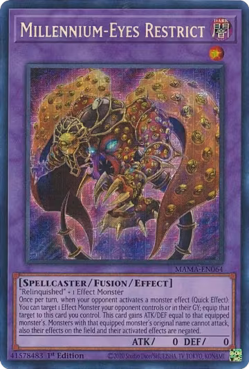 Millennium-Eyes Restrict (Secret Pharaoh's Rare) (MAMA-EN064), Magnificent Mavens — Yu-Gi-Oh! card price