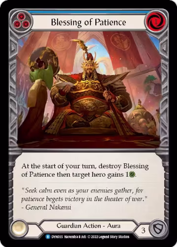 Blessing of Patience (Blue) (DYN035), Dynasty — Flesh & Blood card price