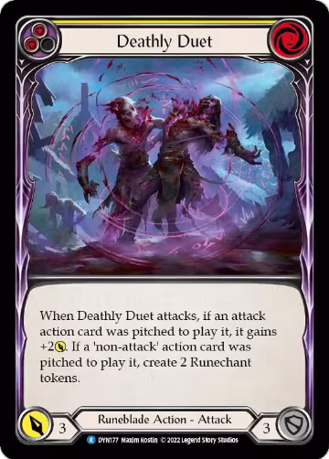 Deathly Duet (Yellow) (DYN177), Dynasty — Flesh & Blood card price