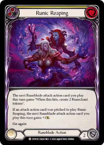 Runic Reaping (Yellow) (DYN186), Dynasty — Flesh & Blood card price