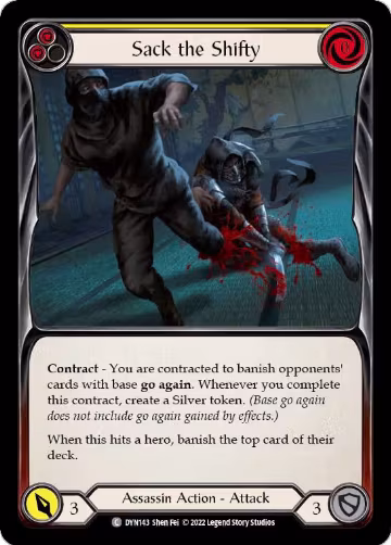 Sack the Shifty (Yellow) (DYN143), Dynasty — Flesh & Blood card price