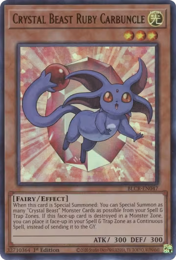 Crystal Beast Ruby Carbuncle (BLCR-EN047), Battles of Legend: Crystal Revenge — Yu-Gi-Oh! card price